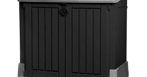 Keter Store It Out Midi Outdoor Plastic Garden Storage Shed 130 x 74 x 110 cm Black and Grey